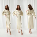 Kate Light Beige Silk Long Robe Kimono