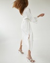 Kate White Silk Long Robe Kimono