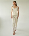 Angelika Light Beige Silk Pajama Set with Lace
