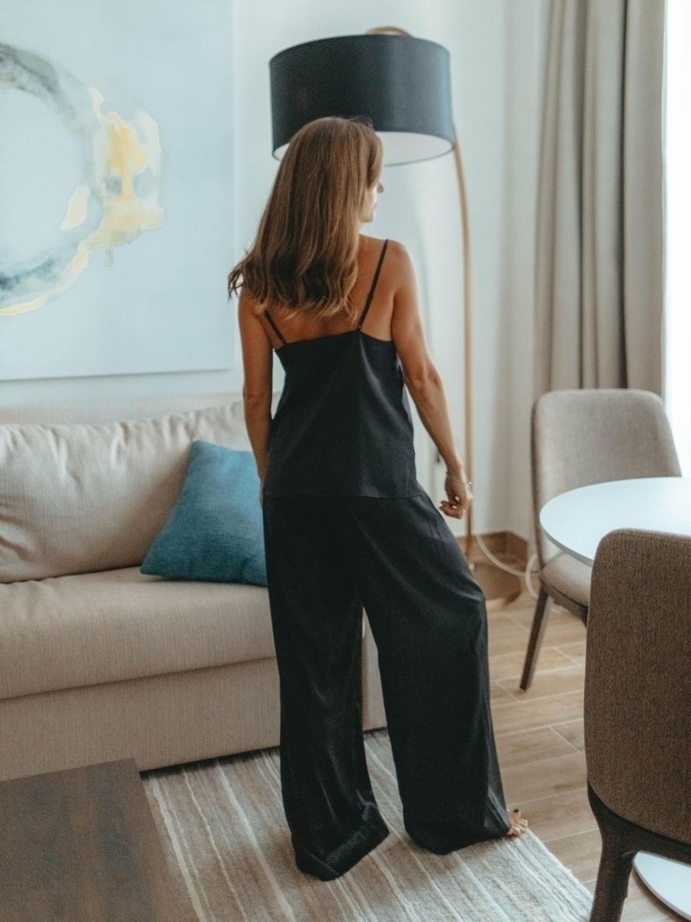 Classic Black Silk Pajama Set