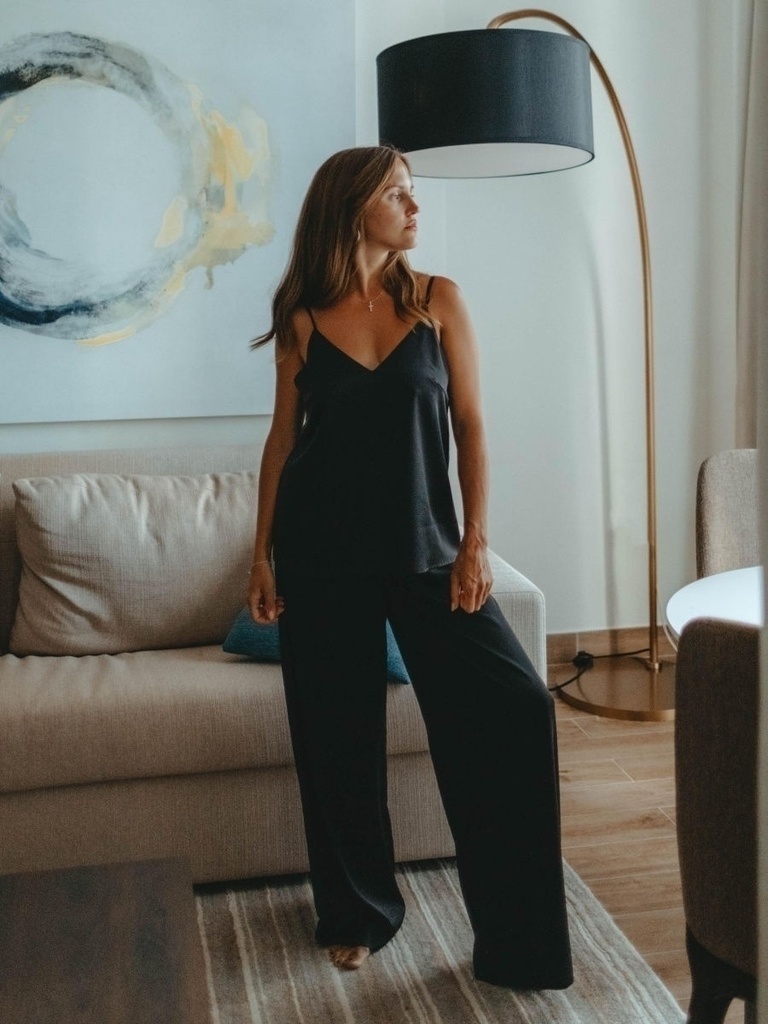 Classic Black Silk Pajama Set