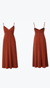Silk cocktail maxi dress in dark terracotta color