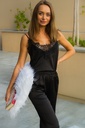 Angelika Black Silk Camisole with Lace