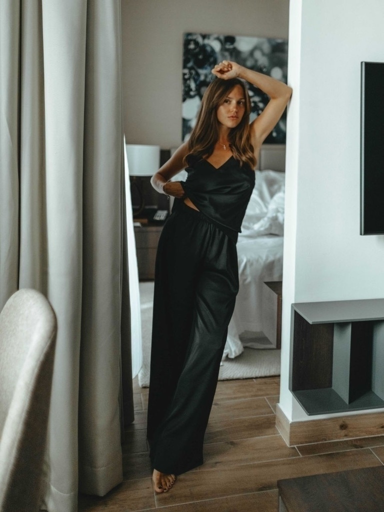 Classic Black Silk Pajama Set