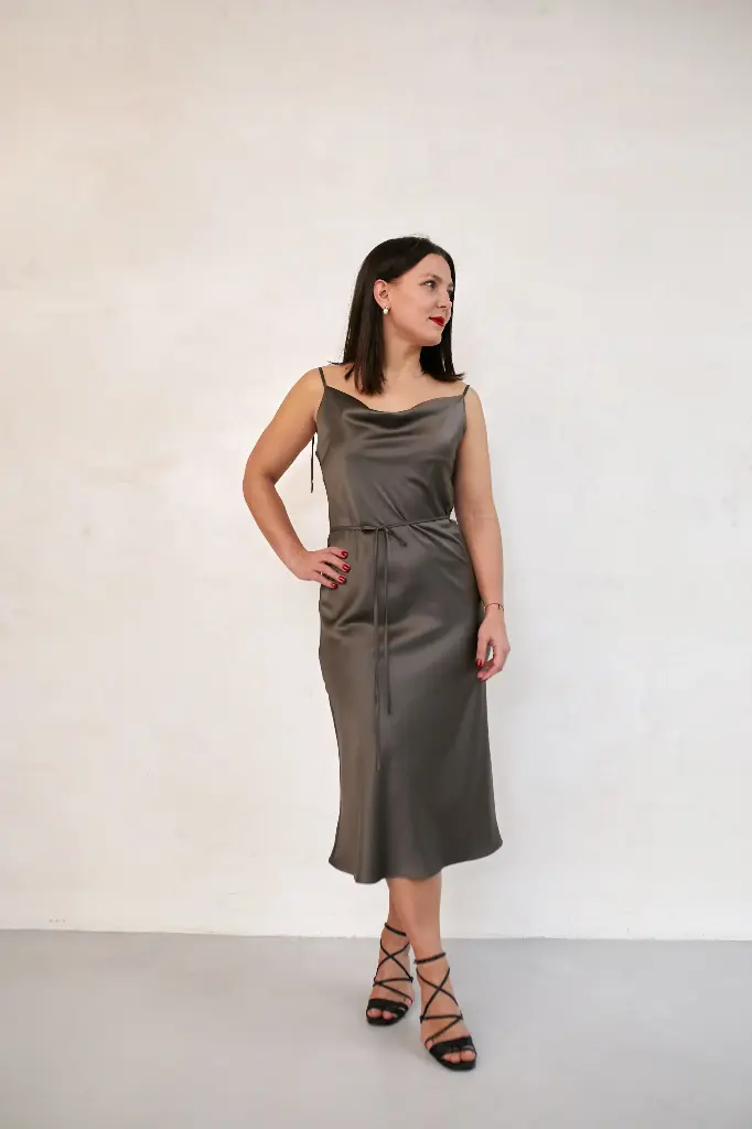 Шовкова сукня-комбінація "Ірен" міді в кольорі попелясто-коричневий