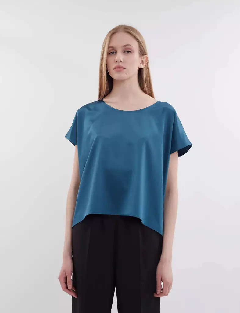 Luiza Loose Aquamarine Silk Blouse