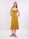 Iren Gold Mustard Silk Midi Slip Dress