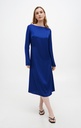 Gitta Blue Silk Midi Dress with Long Sleeves