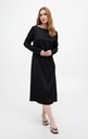 Gitta Black Silk Midi Dress with Long Sleeves