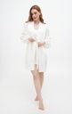 Reine WhiteShort Silk Robe with Long Sleeves