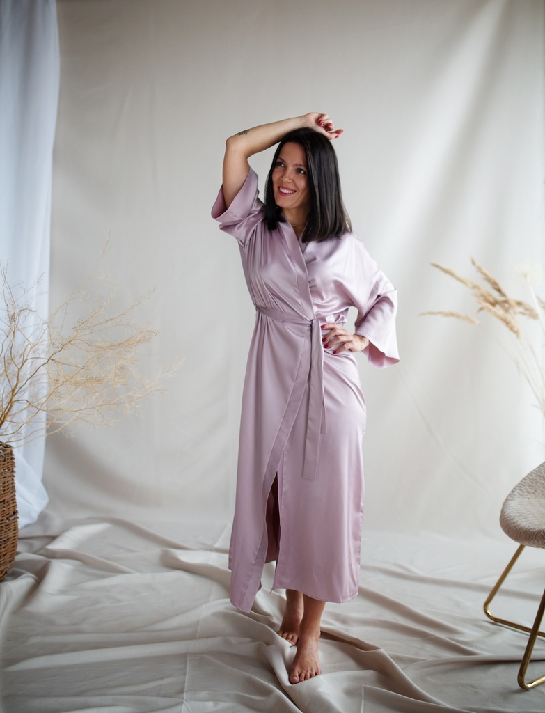 Robe Silk Lavender Long Robe Kimon