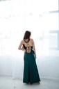 Daisy Green Silk Maxi Dress with Low Back 