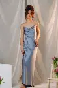 Шовкова блакитна вечірня сукня "Daisy" максі з відкритою спиною