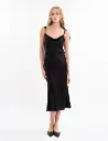 Iren Black Silk Midi Slip Dress
