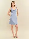 Iren Dusty Blue Silk Mini Slip Dress