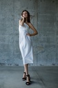 Fayna White Silk Midi Dress with Halter Neck 