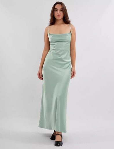 Daisy Mint Maxi Silk Low Back Dress