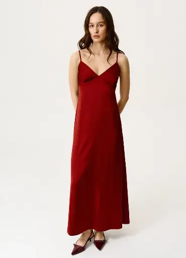 Nika Terracotta Silk Maxi Dress 