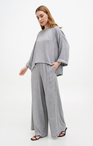 Костюм сірий "Коузі" із широкими брюками та блузою