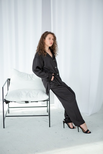 Dolly Black Silk Loungewear Set