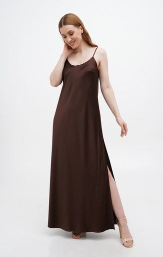 Lili Brown Silk Maxi Dress