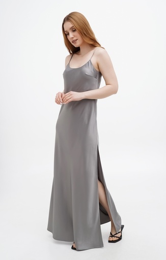 Lili Grey Silk Maxi Dress  